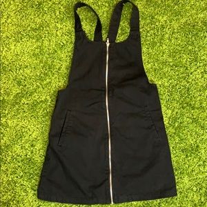 Forever 21 Black Denim Zip Overall Dress